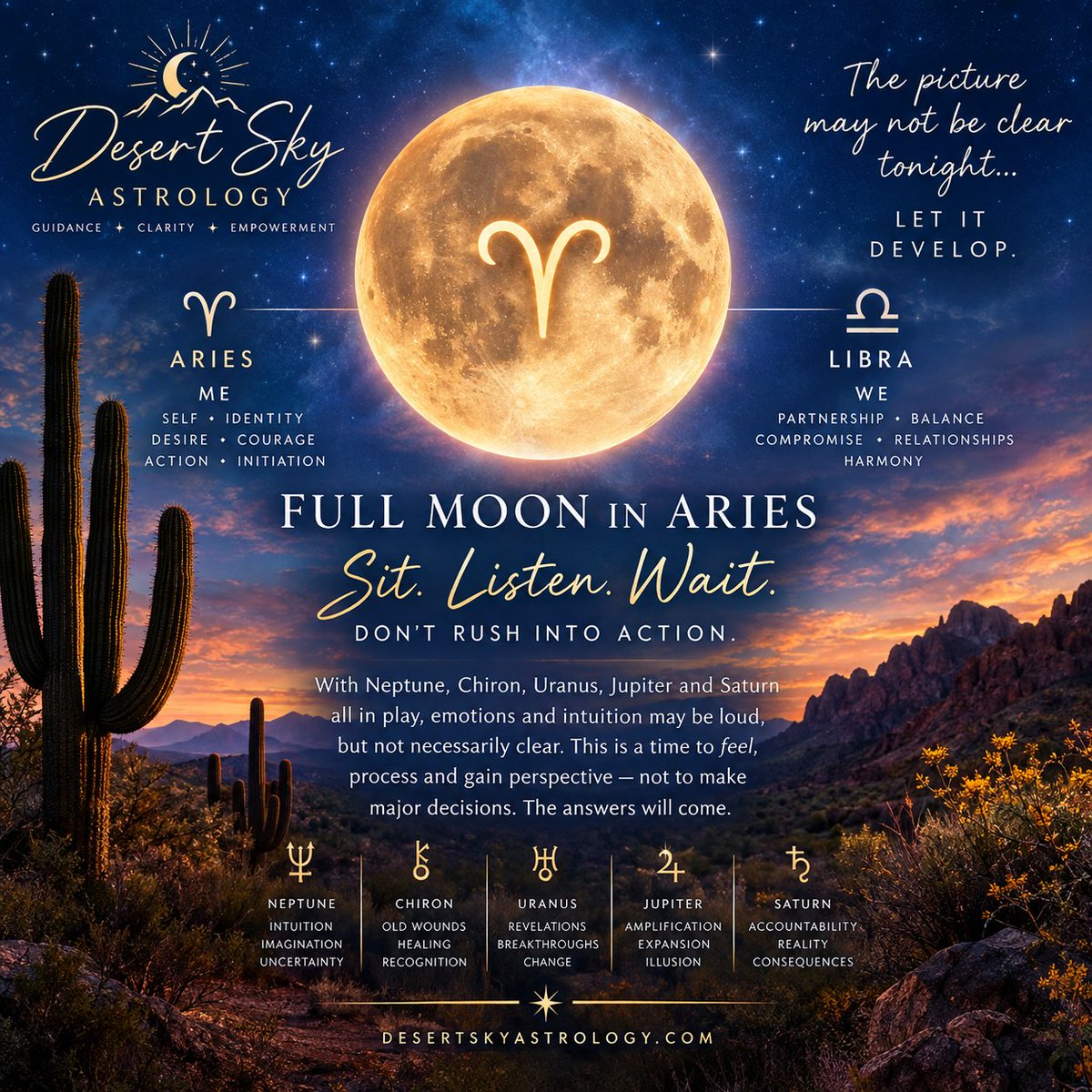 desertskyastro's tweet photo. ๐โAries Full Moon reminder: Sit. Listen. Wait. Your emotions may be LOUD, but that doesnโt mean theyโre clear. Donโt react. Let the picture develop. โจ #Aries #ariesfullmoon #libraseason #astrology https://t.co/ghl2CYI1kI