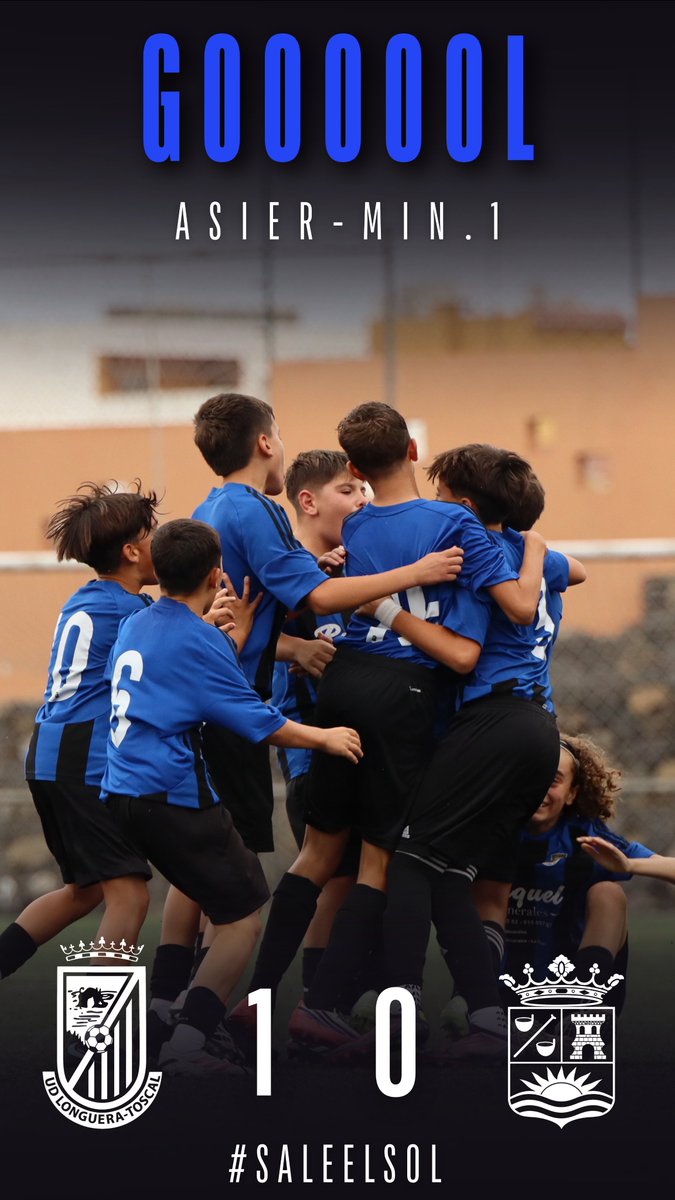 UDLONGUERA's tweet photo. 🔵⚫️ INFANTIL B ⚫️🔵
⚽️ ¡GOOOOOOOL! ⚽️
¡Gol de Asier!
UD Longuera-Toscal B 1-0 EMF Adeje
#SaleElSol #udlt https://t.co/8BYqPWxFR7