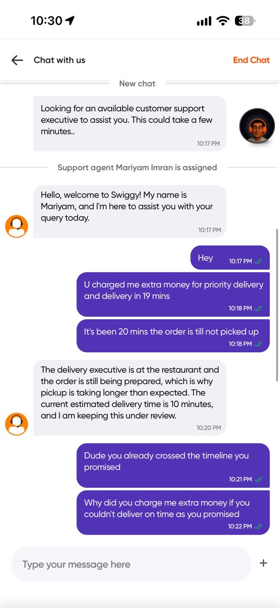 Amalmurale's tweet photo. She is high or something she is taking about cancellation and cancellation fee . You should start drug test for employees. I am attaching the screenshots of the chat. Btw till not received the order. https://t.co/7Kd9n8yuLv