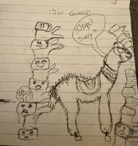 slsheppard_1's tweet photo. Isabella’s brain continued…. Sir Gerald, the llama, was the cause for all my spinal problems. Who knew?!! 🦙
#spine #chronicpain #babysheppardart #geraldthellama https://t.co/pFAG8KDPTN