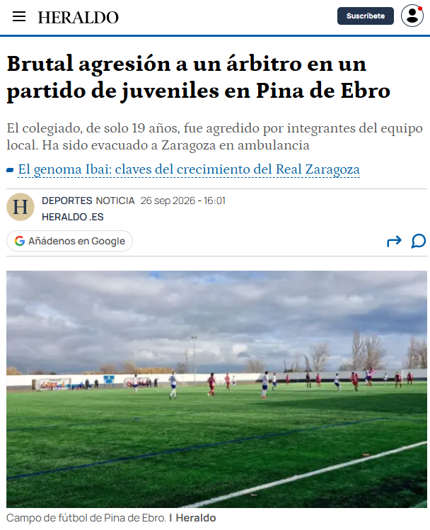 reglaXVIII's tweet photo. 19 años y ha tenido que ser evacuado en ambulancia, también han agredido al padre.
Con mucha suerte le echarán del club pero se irá a otro, si no, le metrán 1 o 2 años de sanción y chim pum.

Que injusto es que esto siga ocurriendo y nadie tome medidas DE VERDAD.

15 días de fútbol base llevamos.