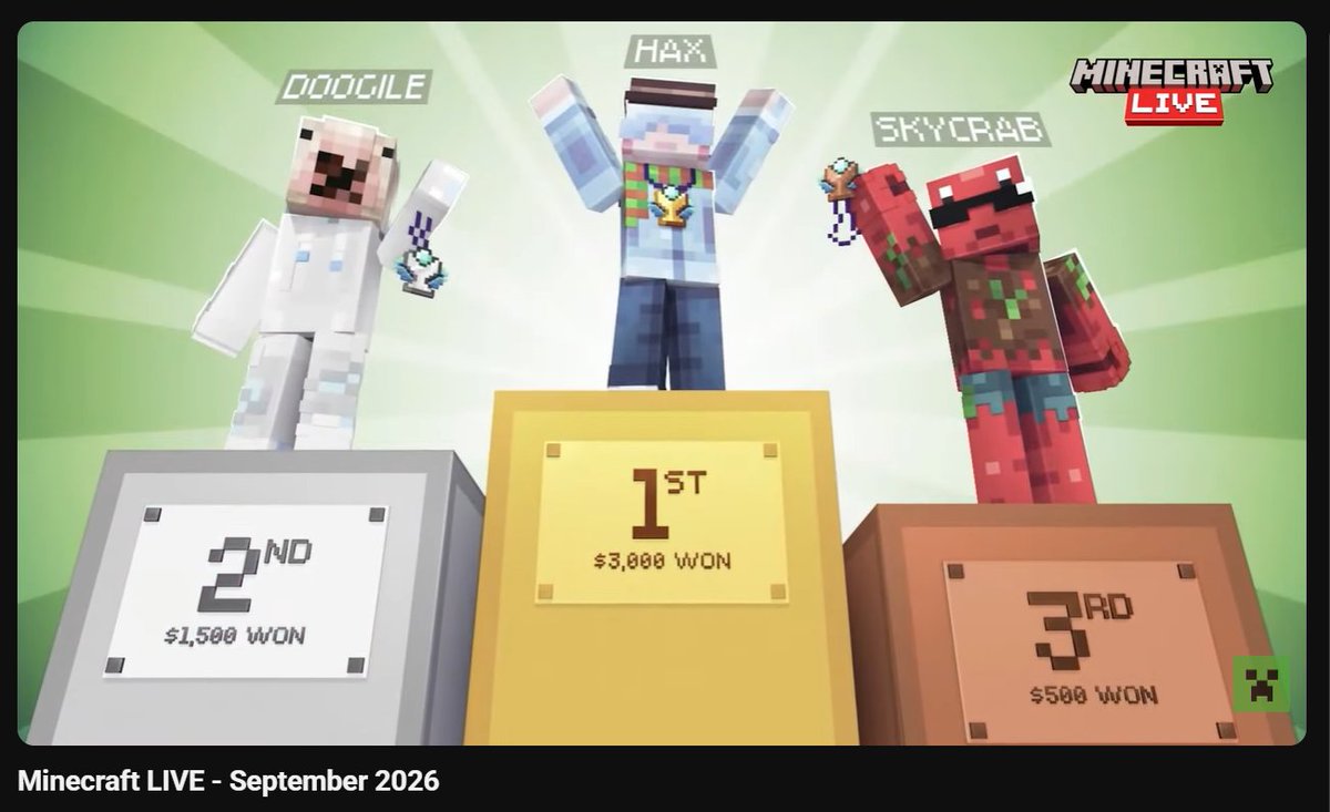 mikannism's tweet photo. HAX PLAYOFFS ROAD TO B2B WINS MENTIONED IN MINECRAFT LIVE 🥹 https://t.co/Er5M3dtQkd