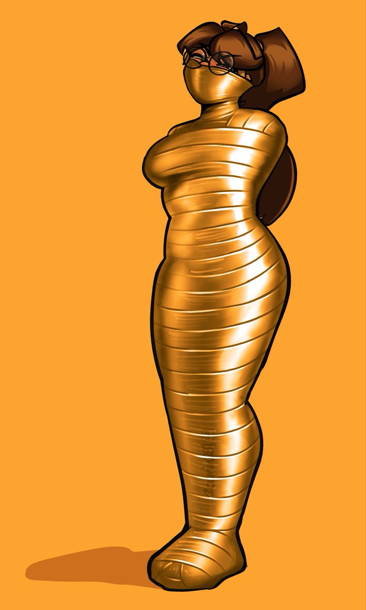 zoomin281's tweet photo. A divine Pinay mummified in golden duct tape! More unreleased edits for today 💛 https://t.co/GfoROeotwP