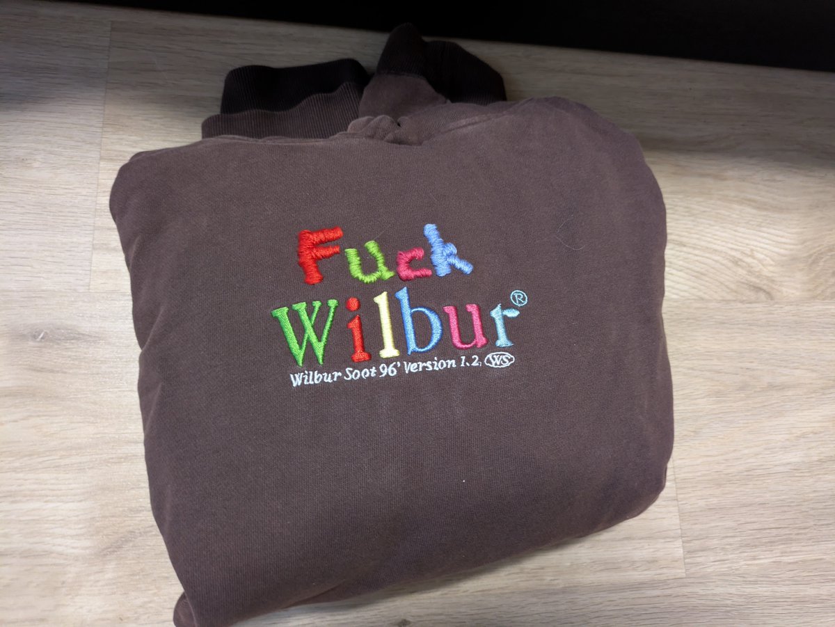 colligocritters's tweet photo. Shoutout to the beast I was when Wilbur Soot got cancelled and I didn't wanna stop wearing the merch bc of the amount it cost so I just embroidered it so ppl knew where I stood https://t.co/oXSnyzyufs