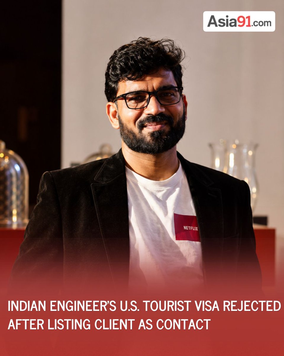 asia91_dot_com's tweet photo. Consular interview raises questions over the stated purpose of travel.

An Indian software engineer’s B1/B2 visa was refused after he listed a U.S.-based client as his contact, prompting discussion over travel purpose and ties to India.

#USVisa #VisaRejection #IndianEngineers #USImmigration #TravelNews