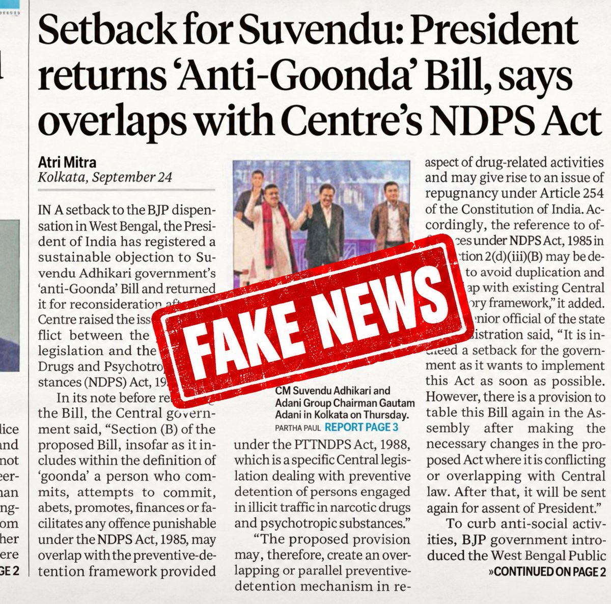 Bjp_Debjit's tweet photo. The publication of fake news and the sensationalisation of issues must be stopped.

@IndianExpress https://t.co/gIeEsGpbJA