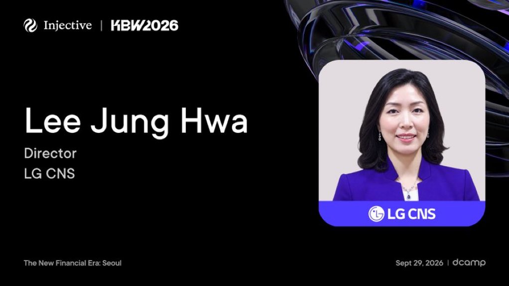 King_118811's tweet photo. Hey..

@injective Another institutional name is joining Injective’s KBW lineup. 👀

Lee Jung Hwa, Director at LG CNS, is speaking at Injective’s event in Seoul.

Her work around digital assets and tokenization caught my attention.

Here’s why 👇

A thread. https://t.co/29PR8f5ijm