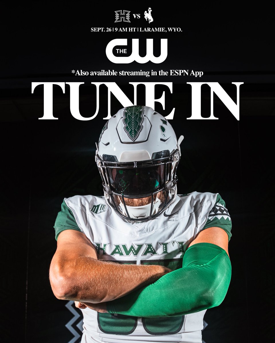 HawaiiFootball's tweet photo. Get dialed in 📺

Battle for the Paniolo Trophy on The CW. 

#BRADDAHHOOD x #GoBows https://t.co/NGyIvgBMC9