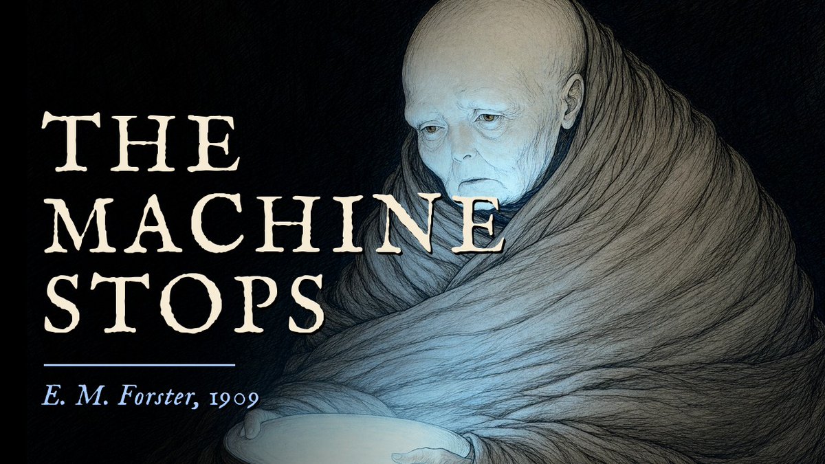 krtychn's tweet photo. In 1909, E. M. Forster imagined people living alone in cells, talking only through screens, worshipping the Machine.

I animated The Machine Stops, made entirely in code with Claude Opus 5.5. No video models: every frame is rendered from code.

https://t.co/FvyuEnA0C5 https://t.co/XqrOJButgo