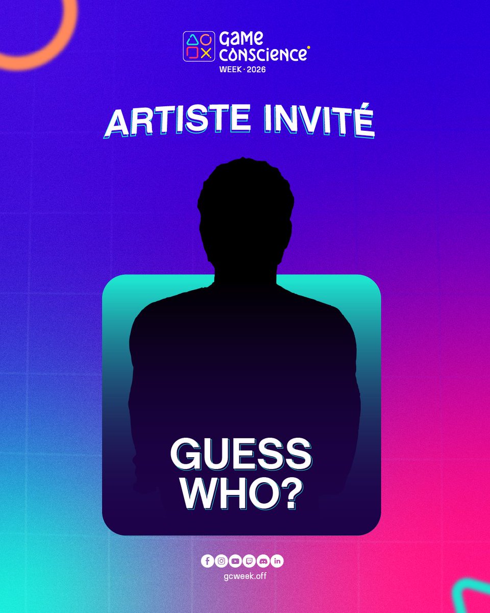 gcweekOff's tweet photo. GUESS WHO ?
Devinez qui c'est...🔥
GAME CONSCIENCE WEEK 2026
📅 Du 30.10 au 01.11.2026
📍 Institut Français & Majestic Wologuèdè
#GCW2026 #GameConscienceWeek #eSportBénin #GamingBénin #GuessWho https://t.co/ouMILAZbIW
