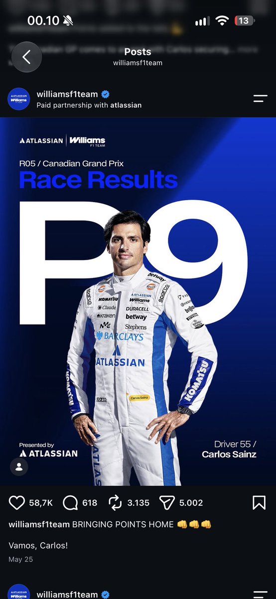 sainzveil's tweet photo. @WilliamsRacing MANA YG SEKARANGGGGGG biar genap itu 10 https://t.co/uxo9DJia8o