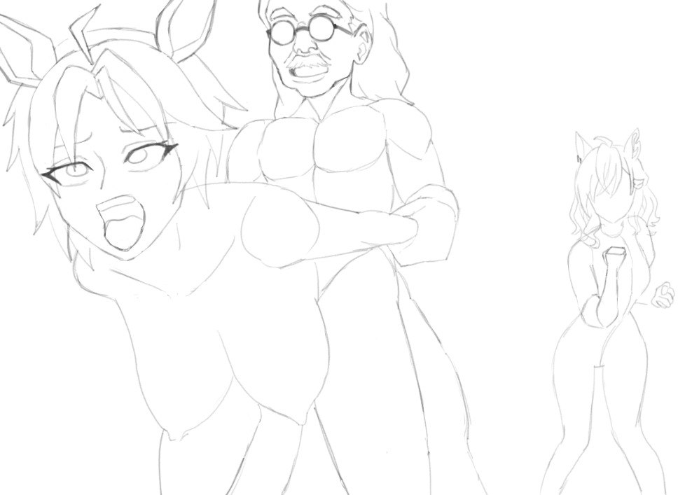 Calmosif's tweet photo. WIP 
Training process 🥵

#umamusume, Fuji Kiseki, Jungle Pocket https://t.co/8eunV2cHn3