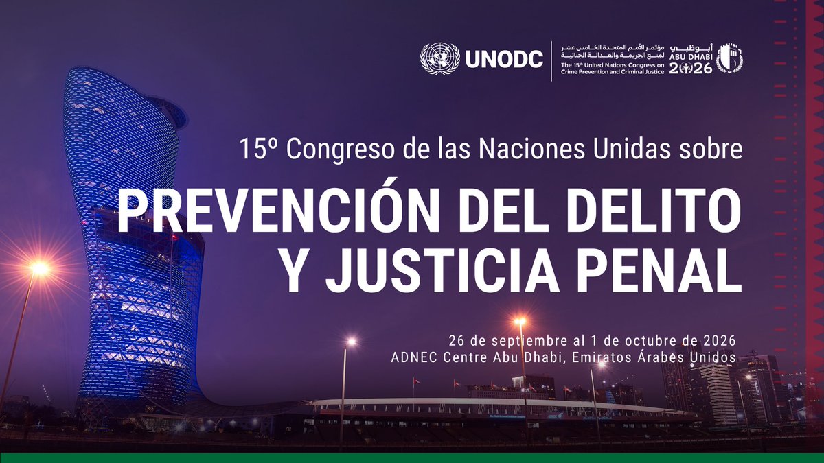 UNODCROCOL's tweet photo. 🎙️ El 15º #UNCrimeCongress abrió hoy sus puertas en #AbuDabi 🇦🇪 

De todas partes del 🌎, la comunidad global que trabaja alrededor de la justicia y la prevención del delito llegó para encontrarse, intercambiar ideas y marcar el rumbo de los próximos años.

➕ detalles vía @UNODC https://t.co/jZmBPEfiaC