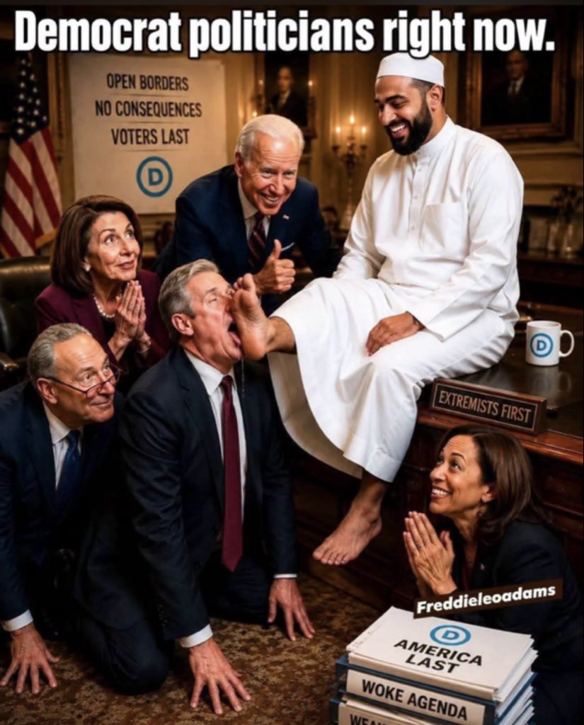 Anacoel38969342's tweet photo. @TheDemocrats DemoNcrats tried to destroy America with the illegal invasion. Now they are selling us all to Islam. Shame on your DEMONIC party. Bunch of TRAITORS https://t.co/xnfG4WvxHr