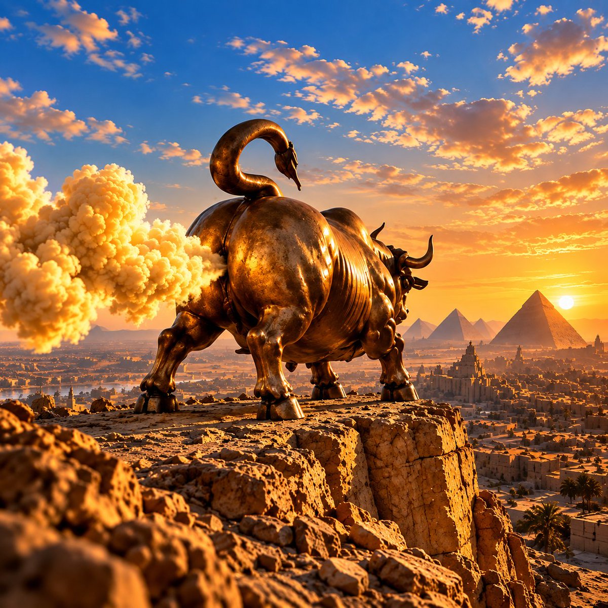 BullFartHQ's tweet photo. Even the pyramids couldn’t contain the Bull Fart 🐂💨 https://t.co/EiDOtvcKCS