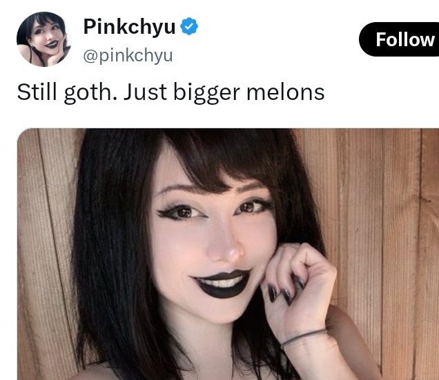 kevinofsolmira's tweet photo. "Goths in 2005 were musical and creative, whereas now they are just whores." 

Her response: "I have big breasts"

???????????? https://t.co/sm4Cvb1Xx4
