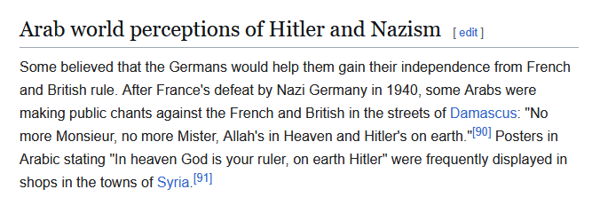 dialecticmeme's tweet photo. @JoesList14 @SinboundHaibane @farrasford I believe the attitudes of the Arabs who dealt with Nazi Germany should give some pause for thought. 

"No more Mister! No more Monsieur!
Allah's in heaven, Hitler's on Earth!" https://t.co/v9mKXdgD9K