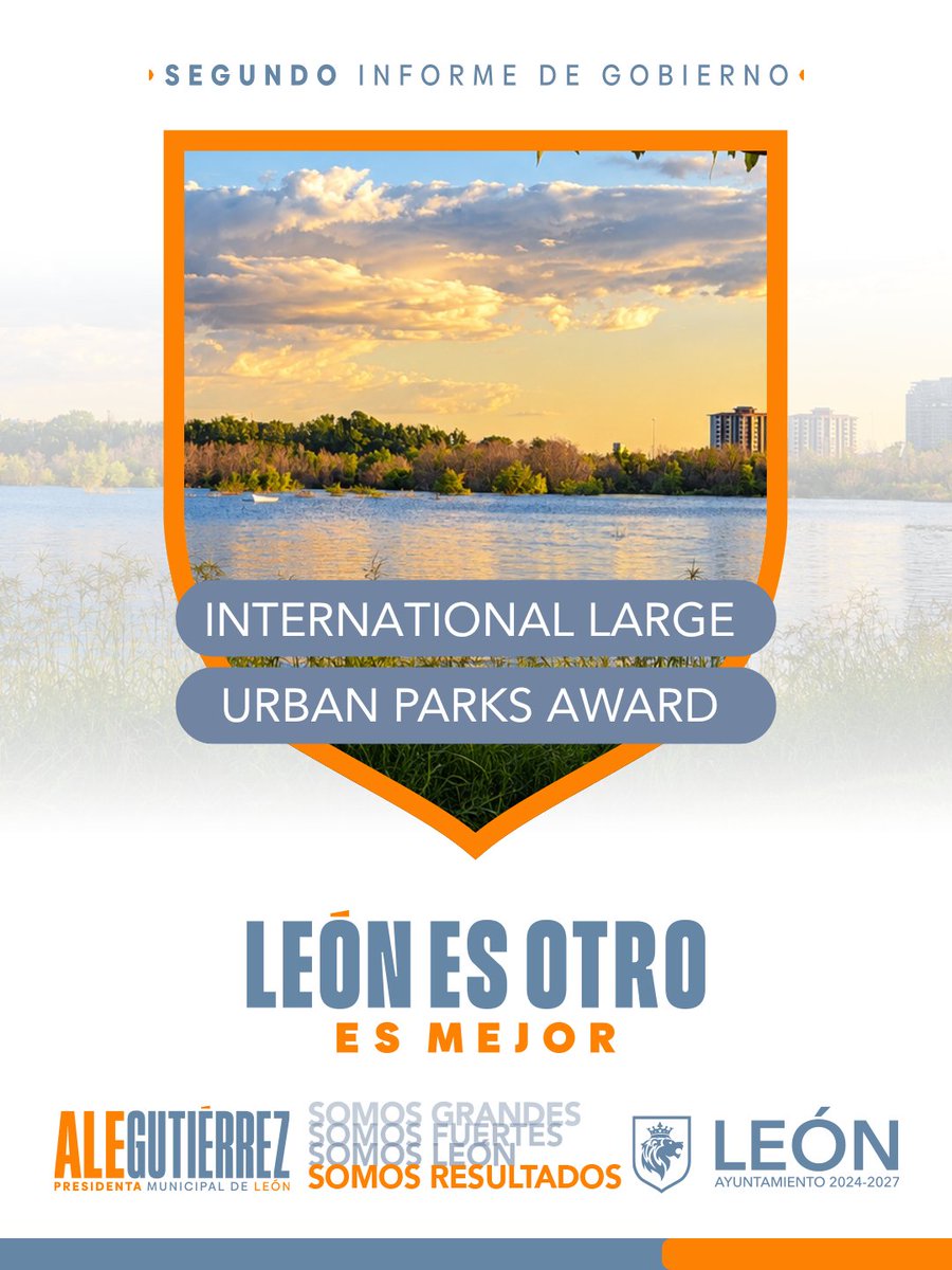 parkmetroleon's tweet photo. ¡Orgullo leones! El Parque Metropolitano de León recibe el International Large Urban Parks Award, es otorgado por la World Urban Parks.

 León es mejor y crece con mejores espacios verdes reconocidos internacionalmente. 🌳🏙️

#2InformeAle #LeónEsMejor #LeónEsOtro https://t.co/1To738P6gX