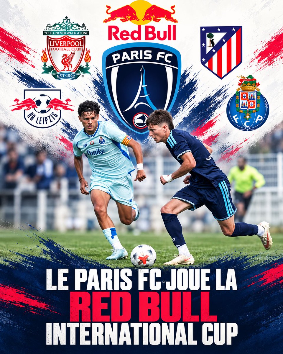 ParisFCinfos's tweet photo. 🔵 Liverpool, l’Atlético de Madrid, Leipzig, Porto… du beau monde au programme pour la réserve du Paris FC !

Les jeunes Parisiens participent à la Red Bull International Cup, qui réunit huit équipes, avec également Utrecht, Mayence et Liefering. https://t.co/pqnSkh3j3B