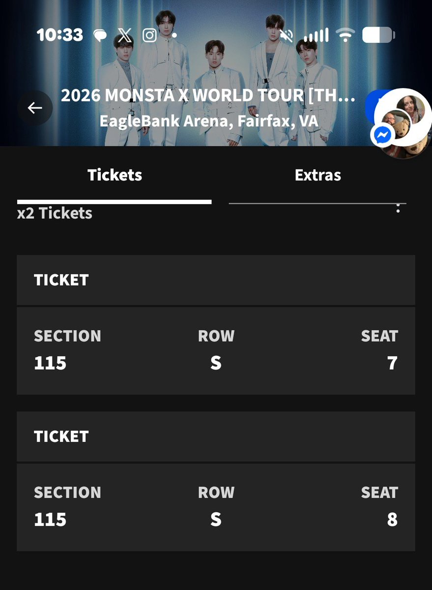 DameViolencia's tweet photo. I have 2 extra tickets for @OfficialMONSTAX at EagleBank Arena in Fairfax, VA next Saturday. I really don't want them to go to waste and am selling both for $100. It's basically a BOGO sale.

They are standard admission tickets and I can transfer on video call.

DM if interested! https://t.co/8KhuIy2F0P