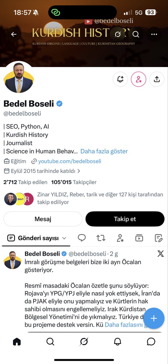 sipanvals's tweet photo. Bahsedilen hesap iyi niyetli olsa ve operasyon hesabı olmasa şu alçakları etiketlemez…

Hesap Almanyada açılmış. Almanyada olan bir “Apocu”nun böyle bir ifşa yapması ihtimal dahilinde bile değildir. Çünkü eğer anlattıkları doğru olsa zaten partiye rahatça rapor ederdi ve bu raporu veren kişinin kim olduğu bilindiği için o iddiaları anonim hesapla ortaya koysa bile kimin olduğu ortaya çıkardı.

“53 Alevi yazar” bildirisi DEM Partinin LGBTİ bireyleri yönelik tavrına yönelik linç ve bu sözde “ifşa”lar aynı merkezin planı: yeni yapılanma ve inşa sürecinde Kürt özgürlük hareketinin büyük çıkış yapması şimdiden önlenmek isteniyor ! 

Özel savaş propagandasına karşı uyanık olmak gerekir .