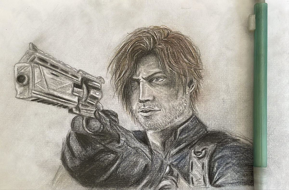 MenaKhArt's tweet photo. 1/06/26 Graphite and soft pastel 
#leonkennedy #residentevilrequiem https://t.co/r6IY8WtFR5