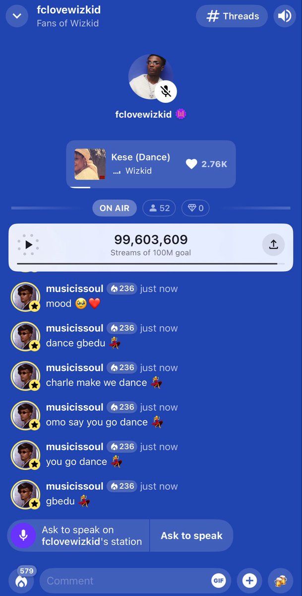 WizStatz's tweet photo. WIZKID FC are on their way to 100M streams on Stationhead! No other fanbase has even reached 20M! 🤯
Shoutout to everyone who keeps holding the space down with pure stanship love. Special thanks to the DJs for keeping it running! 🫡❤️ https://t.co/AT4NdvMbHs