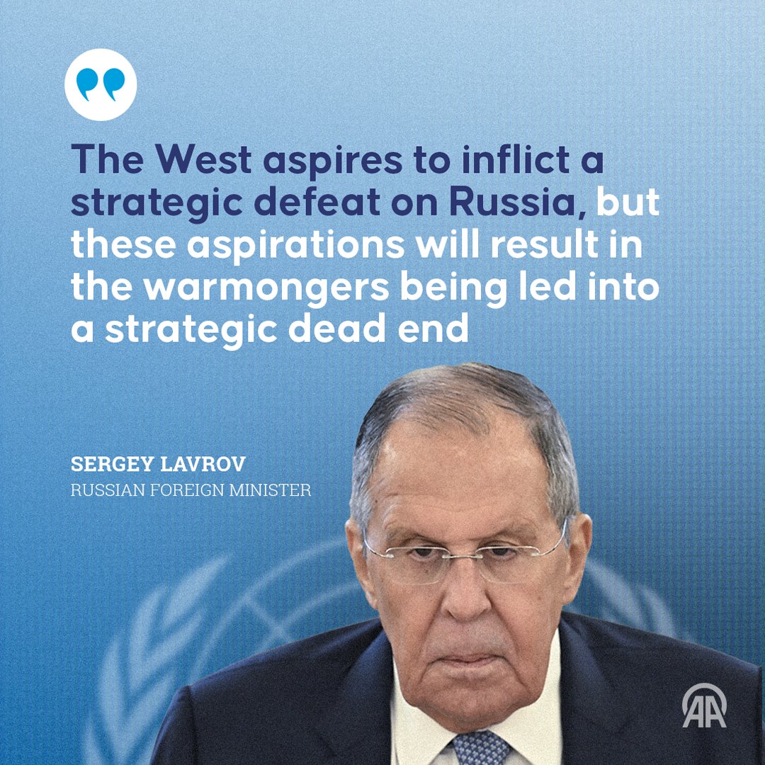 anadoluagency's tweet photo. 🗣️ Russian Foreign Minister Sergey Lavrov accuses European countries of doing 'everything they can to thwart' prospects for peace talks between Russia and Ukraine

▪️He also says Russia is convinced it is time to resolve the 'main issue' in the region by ensuring Palestinian statehood based on 'countless' UN decisions

▪️ In address to UN General Assembly in New York, Lavrov adds that Moscow supports China’s initiative to establish a global organization for cooperation on AI https://t.co/Gqd8Hs3wf4