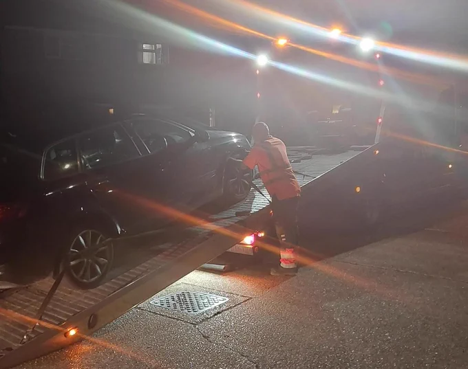 Vehicle being recovered following police pursuit