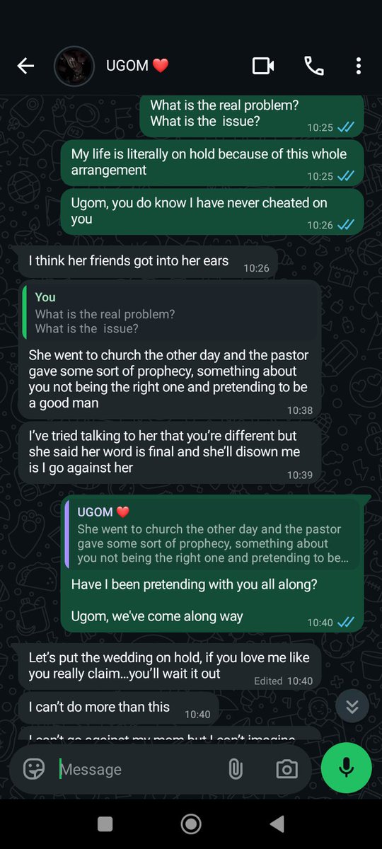 doziritrader's tweet photo. Brought an important part of my life to Twitter, now it has ended...

My Fiancé's mum said with the way I replied all the DMs that I will cheat on her daughter For messages I drafted with my fiancé before sending.

This week has been hell for me, disoriented and confused. https://t.co/duaa9uqC0R