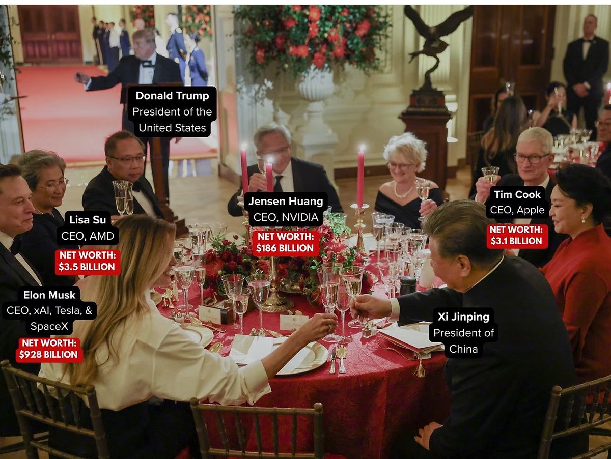 DavidRacero's tweet photo. La foto:

La tecno oligarquía, los magnates de Usa, cenando con Xi Jinping. https://t.co/teojaDDXwd