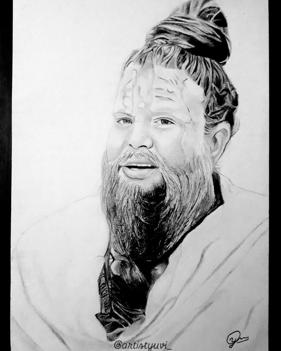 hazelkingii68d2's tweet photo. This is a sketch of Premanand Ji Maharaj. Artist: Yuvі https://t.co/lc3vgVGTyw