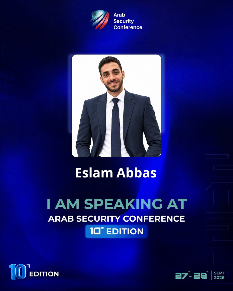 Eslam_Abbas_1's tweet photo. Tomorrow! 🔥

I’ll be speaking at
Arab Security Conference 2026 🎤

“When Malware Learns to Think”
A Hands-On Introduction to AI-Powered Malware 🧠🦠

📅 September 27
🕞 3:30 PM
📍 Nile Ritz-Carlton, Cairo
🔴 Red Hall

See you there! ❤️ https://t.co/jdsH21xChu
