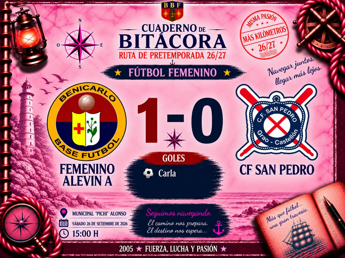 benicarlobf's tweet photo. 🔴🔵 𝗥𝗨𝗧𝗔 𝗗𝗘 𝗣𝗥𝗘𝗧𝗘𝗠𝗣𝗢𝗥𝗔𝗗𝗔 26/27 · 𝗙𝗘𝗠𝗘𝗡𝗜𝗡𝗢 𝗔𝗟𝗘𝗩𝗜𝗡 "𝗔"

⚓ 𝗘𝗦𝗖𝗔𝗟𝗔 03

🏟️ Sábado 26 de setiembre
📅 Municipal Àngel 'Pichi' Alonso
𝗙𝗘𝗠𝗘𝗡𝗜𝗡𝗢 𝗔𝗟𝗘𝗩𝗜𝗡 "𝗔" 1️⃣ 𝗖𝗙 𝗦𝗔𝗡 𝗣𝗘𝗗𝗥𝗢 0️⃣
⚽️ Carla https://t.co/t8BtJW1NgI