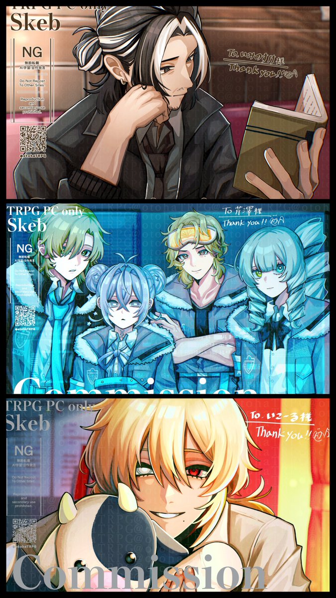otohaTRPG's tweet photo. モチベをあげるために今月中に描いたskebの絵を並べてみたんだけど…なんだこれ凄すぎ（自画自賛） https://t.co/xNPx8tj3Oc