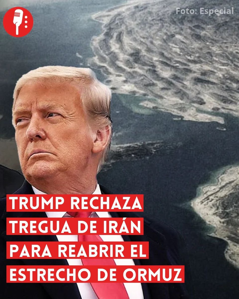 YosoyPedrero's tweet photo. 🚨OJO: TRUMP RECHAZA TREGUA DE IRÁN PARA REABRIR EL ESTRECHO DE ORMUZ

El presidente de Estados Unidos, Donald Trump, rechazó la propuesta de Irán para establecer un alto el fuego y reabrir el estrecho de Ormuz en un plazo de siete días. Según el reporte, Trump también comunicó a sus asesores que contempla reanudar los bombardeos contra Irán después de las elecciones intermedias de noviembre. https://t.co/WWpIli6Egd