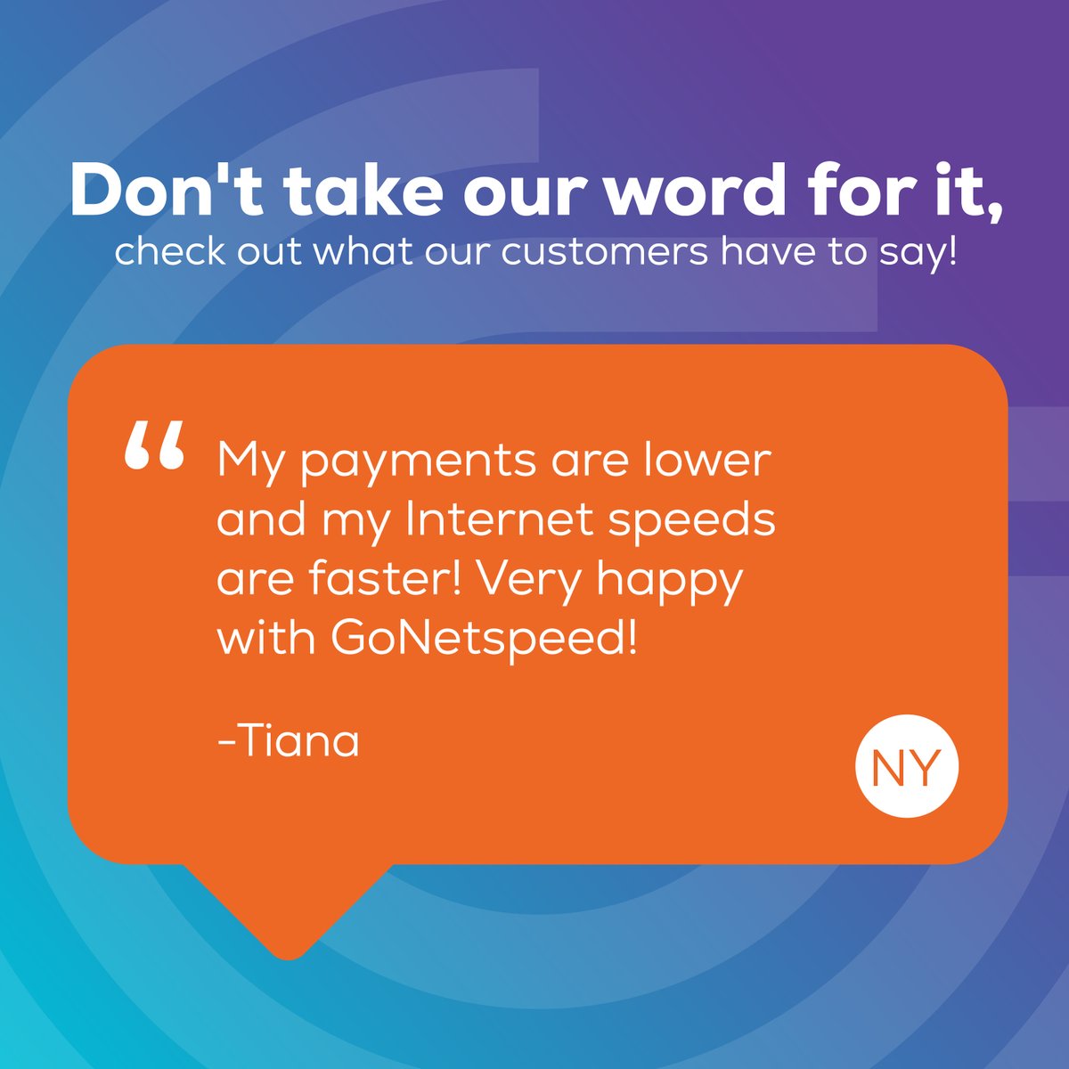 GoNetspeed's tweet photo. Tiana - we're happy you're happy! https://t.co/CKBsO4l16b