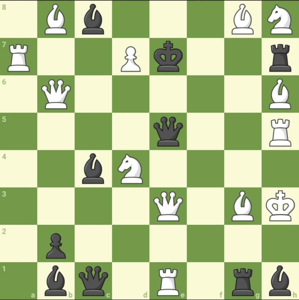 Pawn6sxg's tweet photo. این معما که توسط لئونید کوبل طراحی شده، سخت‌ترین معمای مات در یک حرکتی هست که من دیدم.
نوبت سفیده و باید در یک حرکت مات کنه. https://t.co/g2sEdesRRE