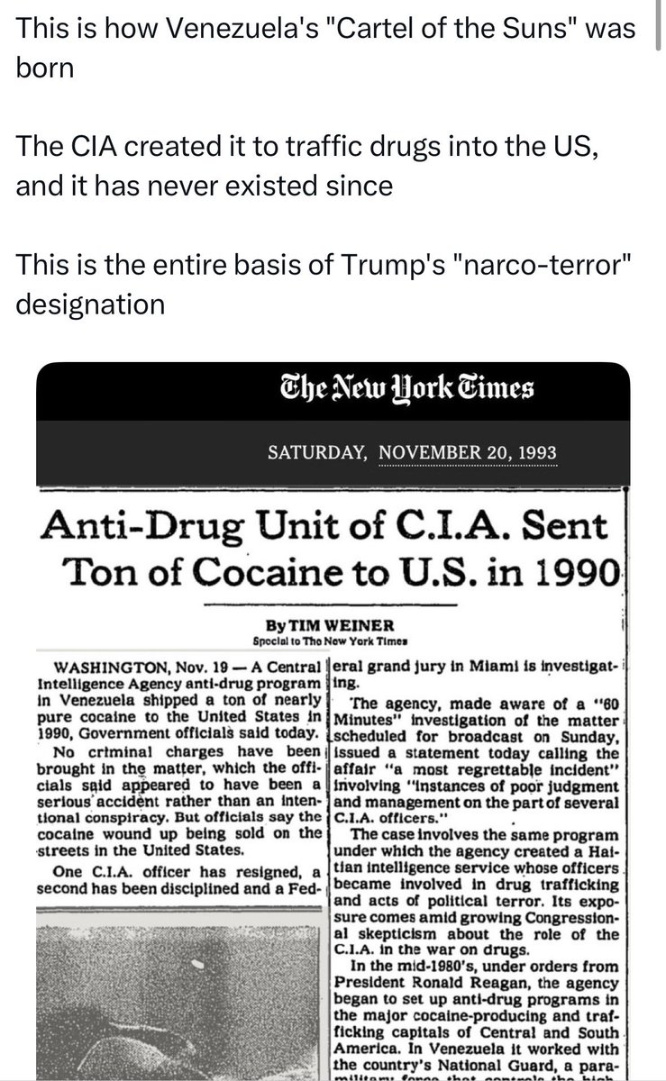 Palestina_Pod's tweet photo. Lo mismo sucedió en Venezuela con el “Cártel de los Soles” y con prácticamente todos los cárteles en México. Todos al mando de la CIA 🇺🇸 y armados por israel 🇮🇱. 
Ya lo había publicado el periodista Gary Webb (a quien “suicidaron”) hace 25 años. https://t.co/54cmFNP8sO