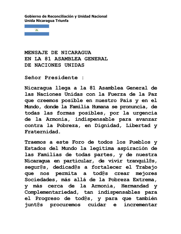 el19digital's tweet photo. 🔴 #Mensaje de nuestro Gobierno, pronunciado por el Compañero Valdrack Jaentschke, Co-Canciller de Nicaragua, en la 81 Asamblea General de Naciones Unidas realizada en Nueva York. (En Español e Inglés) https://t.co/6BvN2DPYPI
