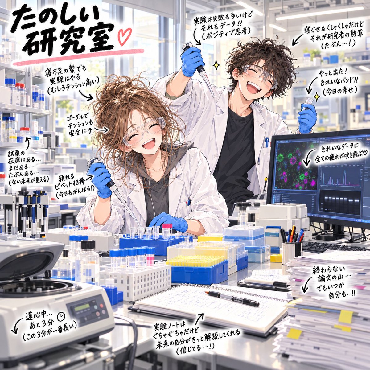 PI_in_europe's tweet photo. よくわからないけど、やたらピクニックのイラストが上がっているので、

楽しい研究室、行こうぜ‼️

ちなみにこのイラストの問題は、実験ノート。誰でも追試できないと困るざんす。 https://t.co/rQcd5JVPvF