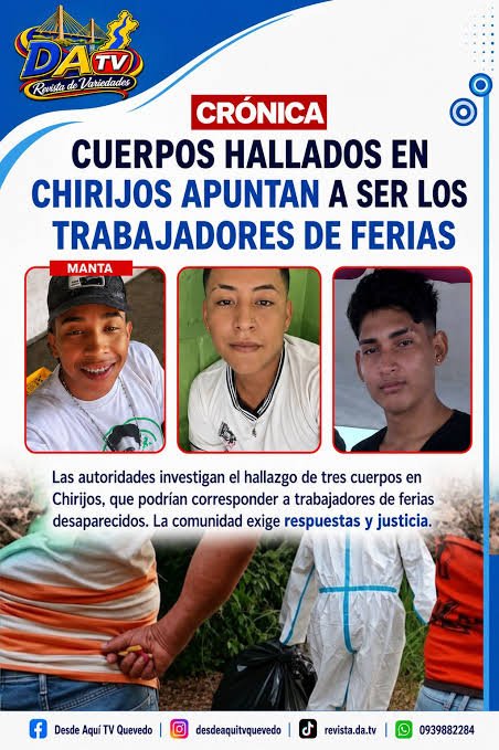 Justiciero17530's tweet photo. señores de las @FFAAECUADOR vayan a junin a rescatar a los dueños de los juegos mecanicos qué están siendo amenazados con el pago de 30 mil dólares para dejarlos irse del cantón, ya secuestraron a 3 jóvenes y los asesinaron, ellos están secuestrados y no pueden salir de allí. https://t.co/ZGbyseFSAt