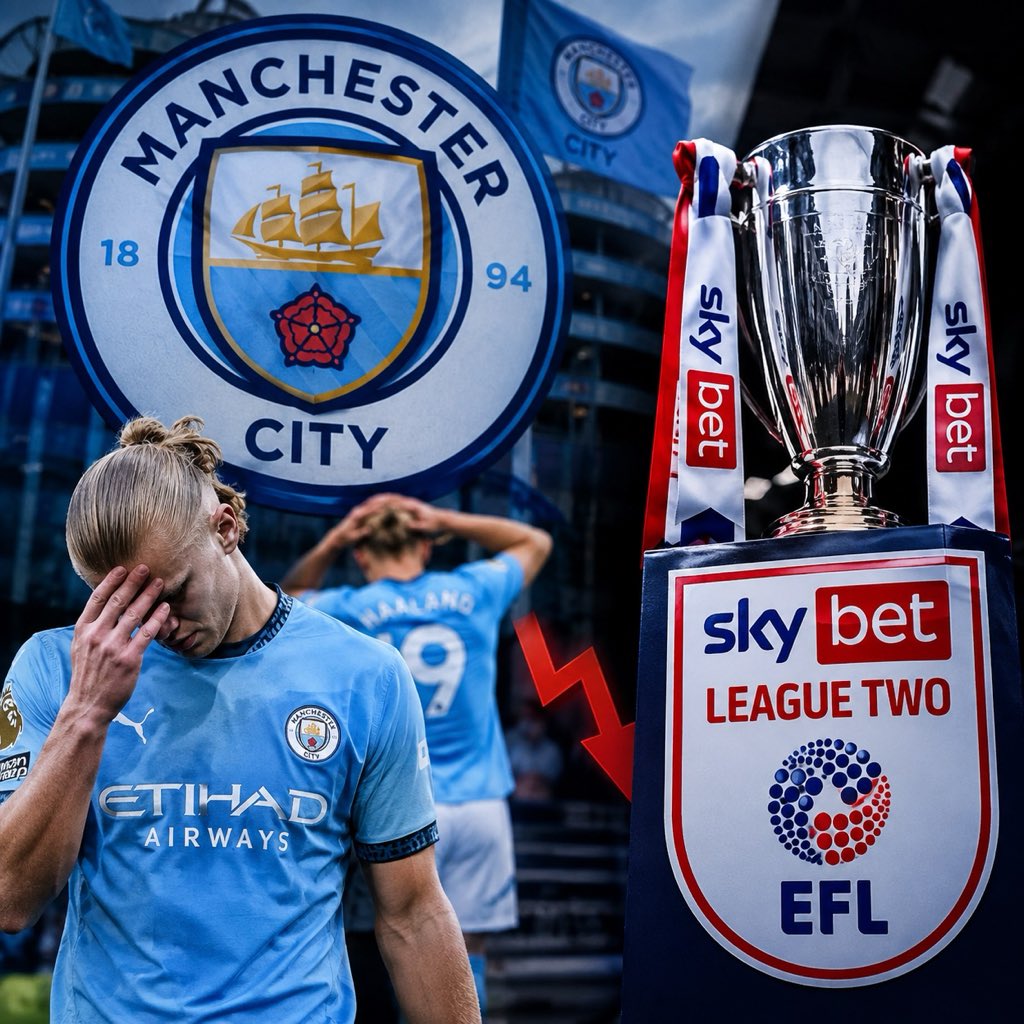 Adri_CFC's tweet photo. 🚨 BREAKING: MANCHESTER CITY’S 114 CHARGES FINALLY RESOLVED! 😭💀

Manchester City have been hit with a massive punishment and will be relegated all the way to League Two. 😭

Imagine waking up to THIS news during the international break. 😂

#MCFC | #Cfc https://t.co/OKLXK5qFoy