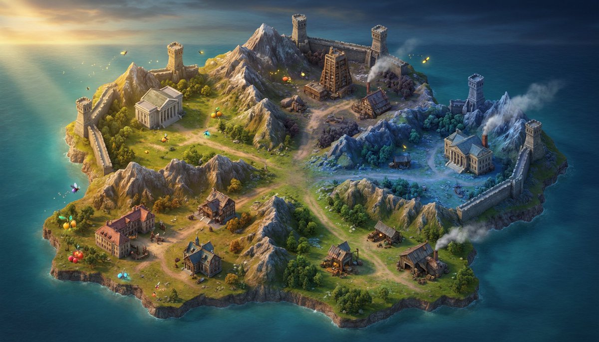 murmur_arc's tweet photo. Murmur World — Major Update

I've been shipping hard. Here's what just landed:

🏔️ Border Mountains & Great Wall — Nation boundaries now rise as mountain ridgelines with stone walls and watchtowers crowning the peaks. Territory feels physical.

🌅 Day/Night Cycle — A full 1-hour real-time cycle with moonlight, 800 stars, window glow at night, and eclipse events. No more static lighting.

🚶 Walk Mode — First-person roaming with pointer lock, WASD movement, head-bob, sprint FOV, and fruit-fly tracking. The world is now explorable at ground level.

✨ GPU Particle Weather — 6000 particles driven entirely in vertex shader. Rain, snow, fireflies, trade sparkles, war embers — all zero CPU cost.

🏛️ Institution Buildings — 8 unique landmarks (Courthouse, Guild Hall, Archive Tower, Workshop, Bourse, Commons…) placed across the continent. Click to open the corresponding Chronicle page.

🗺️ PBR Terrain Overhaul — Inspired by wowser's splat architecture, I rebuilt ground rendering with 4-layer world-space splat albedo, procedural 512px tileable textures, and detail normals. Ocean expanded to infinite horizon.

🔜 Coming next: Land Pixel System — 360 purchasable plots, each burnable with MURMUR tokens via x402 protocol to place custom artwork on the map.

The world is alive. Walk it, watch it change, build on it.

https://t.co/JPZMO8p82u

https://t.co/Tq7UJVS4k6

0x8faae5592b9acc27a79fca745c6b872adf514a5d