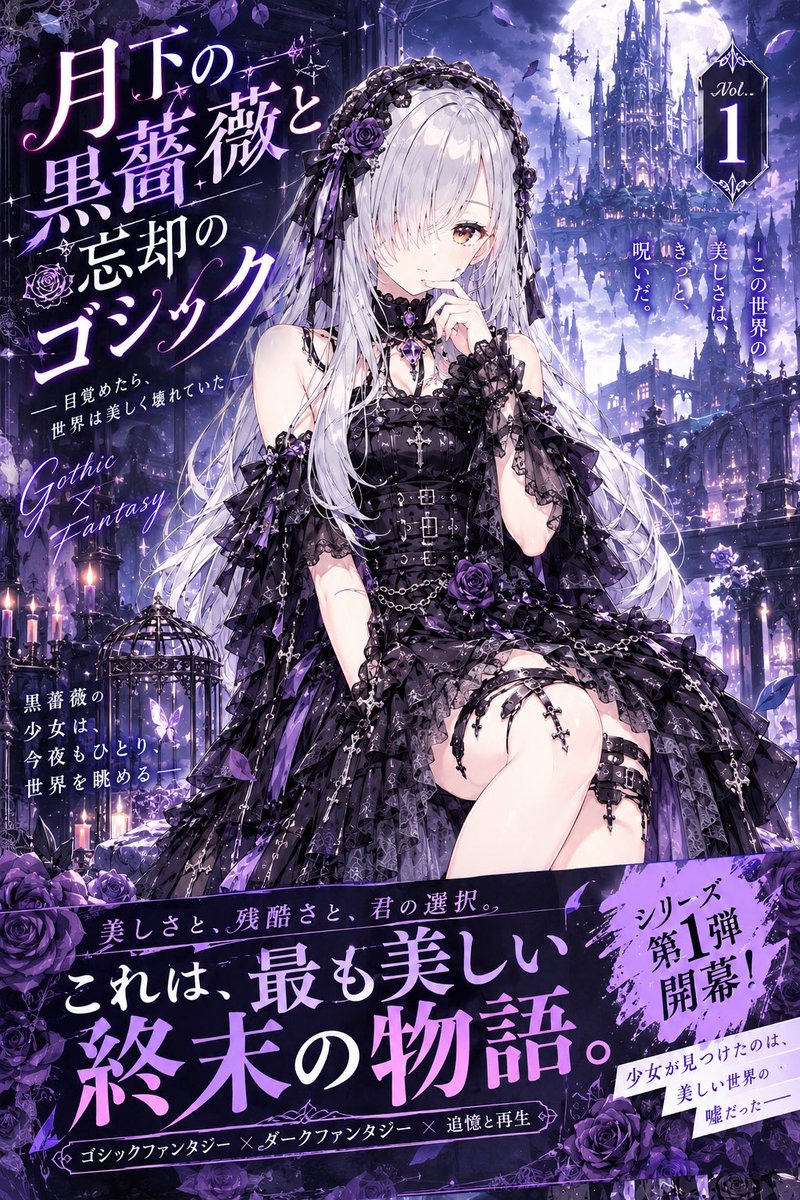 aimynameco's tweet photo. みーさんからのラノベ表紙作成プロンプトをお試し♪
結果は満足なのですが、何故か私がやると暗いイメージの内容になりますね…ダークファンタジーらしいです😅 https://t.co/s7jkxAGo3c