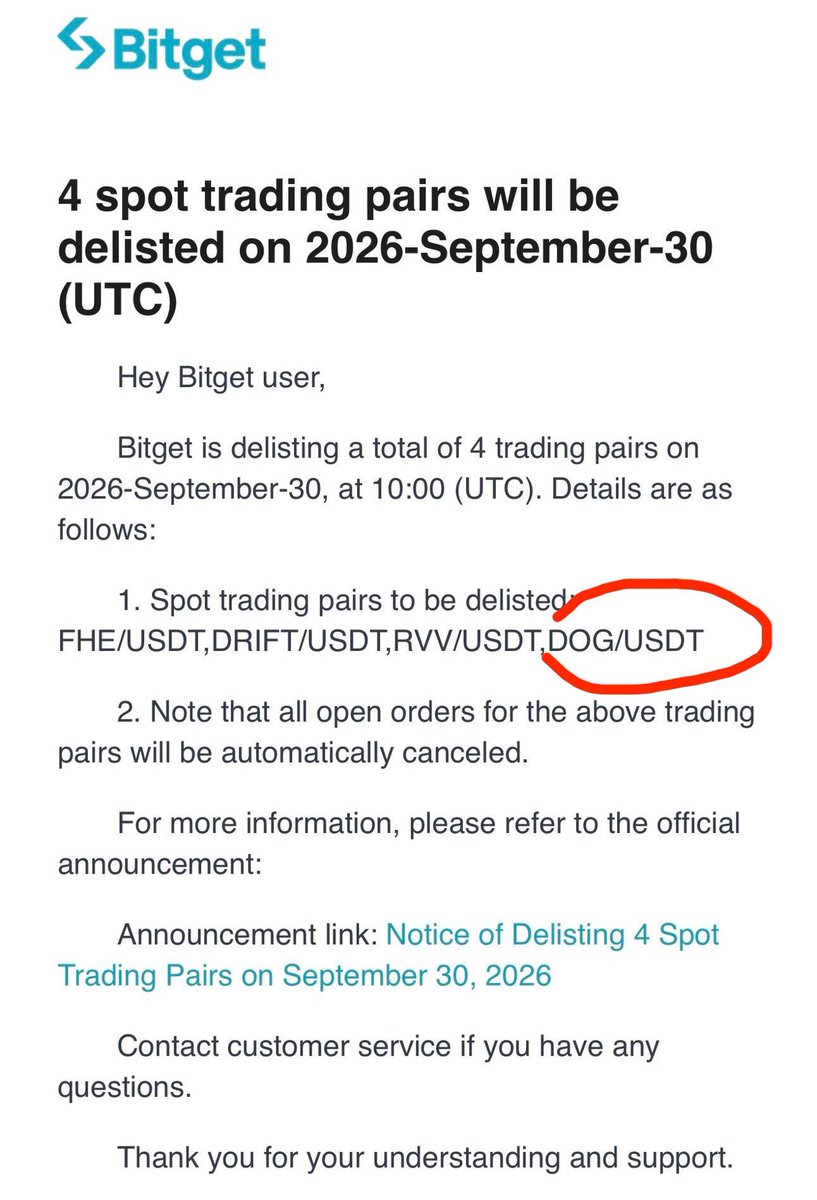 Relentless_btc's tweet photo. On  September 24 @bitget announces a $350M + hack of various assets from their hot wallets. 

On September 25 they delist $DOG (Bitcoin) along with other tokens.

I don’t think the timing is a coincidence. My guess is this hack caused a multitude of internal issues forcing them to delist assets that either:

A. Aren’t making significant profit from.

B. Assets they don’t have enough supply to accommodate their customers. 

$DOG fits both A & B. The Runes infrastructure is more expensive to manage compared to other protocols because there isn’t any other Runes that were listed on their exchange. 

I also don’t believe Bitget held all the $DOG that their customers bought on their exchange. 

Whatever the case $DOG is fully decentralized & volume will move to other exchanges. @krakenfx is now the leader for Runes especially in the US markets. 

This opens up an opportunity for another overseas exchange to capture market share. 

Long live $DOG (Bitcoin).