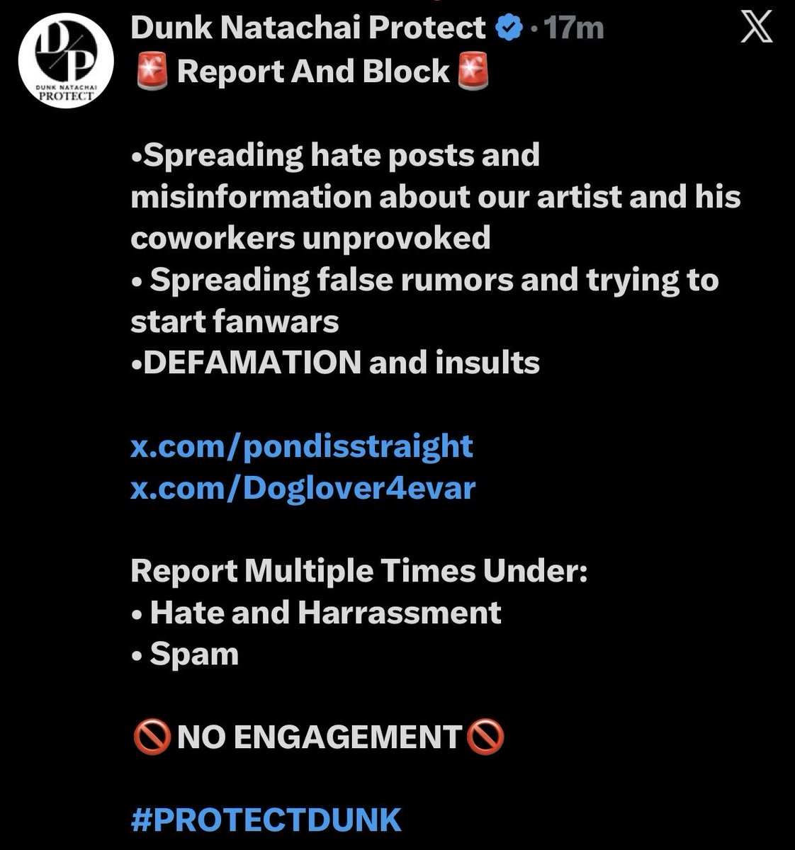 Doglover4evar's tweet photo. What a joke… Calling out the BLATANT DISRESPECT toward your own bias is “starting a fanwar”?

Then start listing EVERYONE in your fandom doing the same right now.

And stop calling yourself his “protector”, when you can’t even do your job right…

#dunknatachai #dunkdunk https://t.co/hDEpad8CVJ