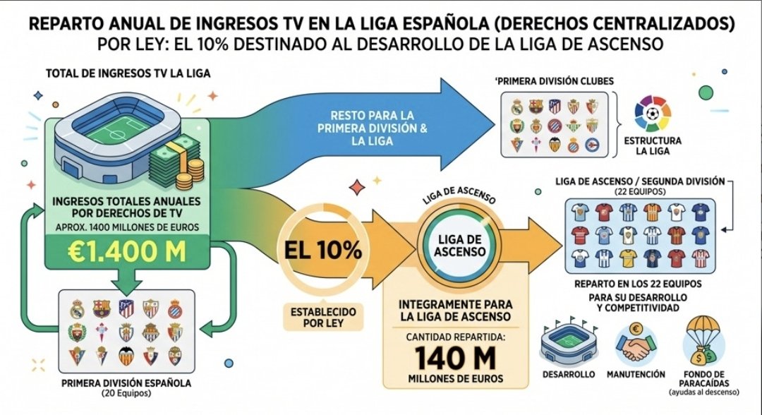 fantasmasuarez's tweet photo. Para entender MEJOR las razones y sobre todo las SIN RAZONES del esquema de fortalecimiento de las que hablo @MiguelHerreraDT
Hay que entender como el el sistema de solidaridad de España para que la 1a división reparte ingresos a la de ascenso.
Es mejor hablar con contextos 👇 https://t.co/GuCHbAFiGS
