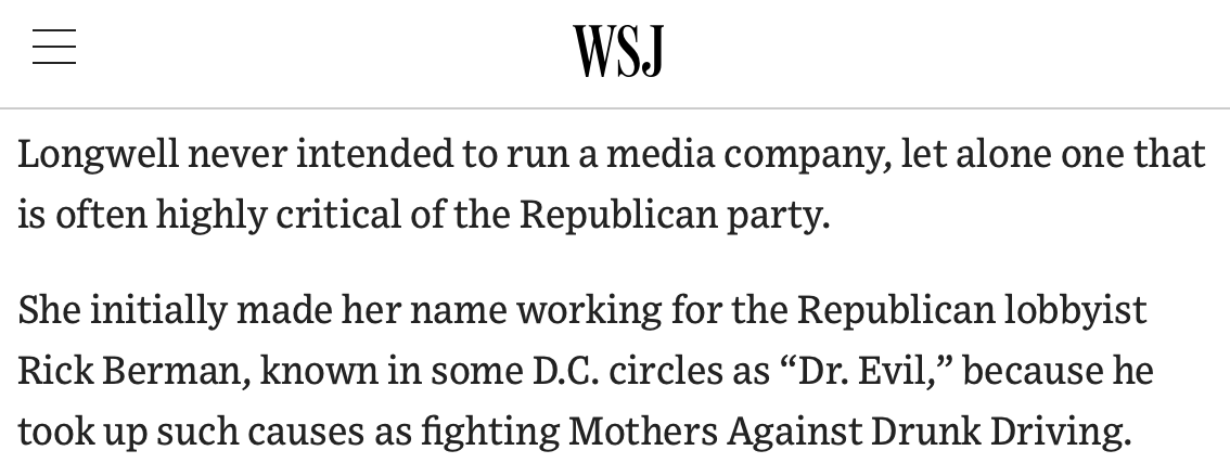 davidsirota's tweet photo. It’s interesting how @SarahLongwell25 tells the story of herself being a Republican who righteously left the party after Trump’s ascent.

She doesn’t talk much about — or apologize for — being the top operative of one of the most insidious corporate lobbyists in American history. https://t.co/l4gnjSKI0m