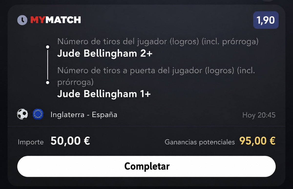 Al_FunnyBets_'s tweet photo. 🚨 𝗣𝗜𝗖𝗞 𝗗𝗘𝗟 𝗝𝗘𝗤𝗨𝗘 

🏴󠁧󠁢󠁥󠁮󠁧󠁿 Inglaterra - España 🇪🇸

💰 Cuota 1,90
🎯 Stake 1

Bellingham juega en casa y no suele esconderse precisamente.

Con que mire dos veces a portería y una vaya entre palos, empezamos a sacar petróleo. 🛢️

𝗩𝗔𝗠𝗢𝗦 𝗔 𝗣𝗢𝗥 𝗘𝗟 𝗩𝗘𝗥𝗗𝗘 ✅ https://t.co/WpV4sD9eA5